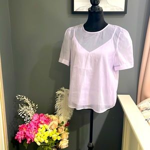 And Away Purple Sheer Short Sleeve Blouse (M)